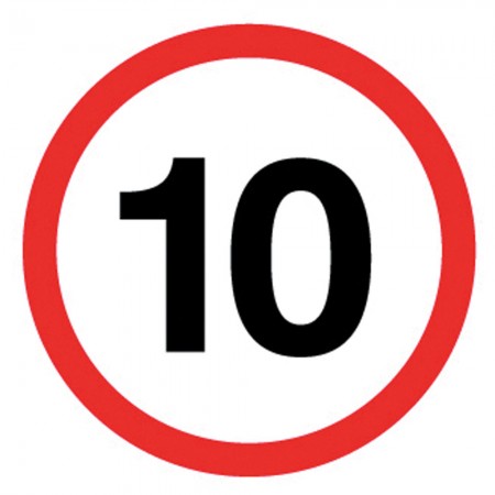     10 mph speed restriction sign
